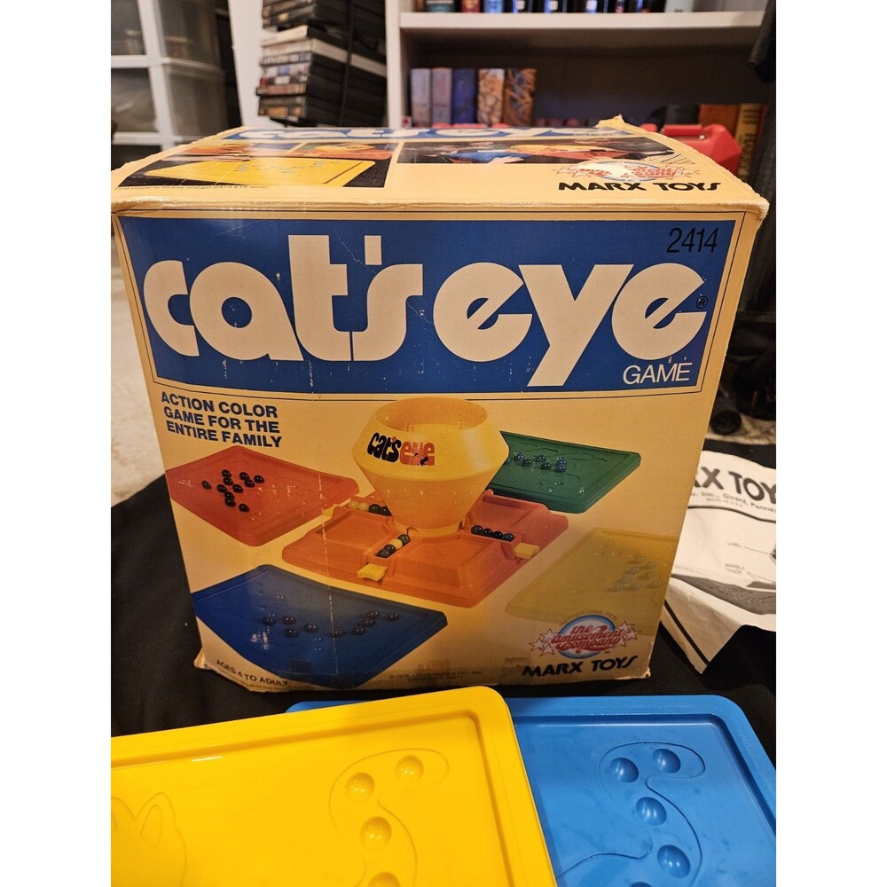 Vintage Marx Toys Cats Eye Board Game 1970s Retro Skill Color Match Complete